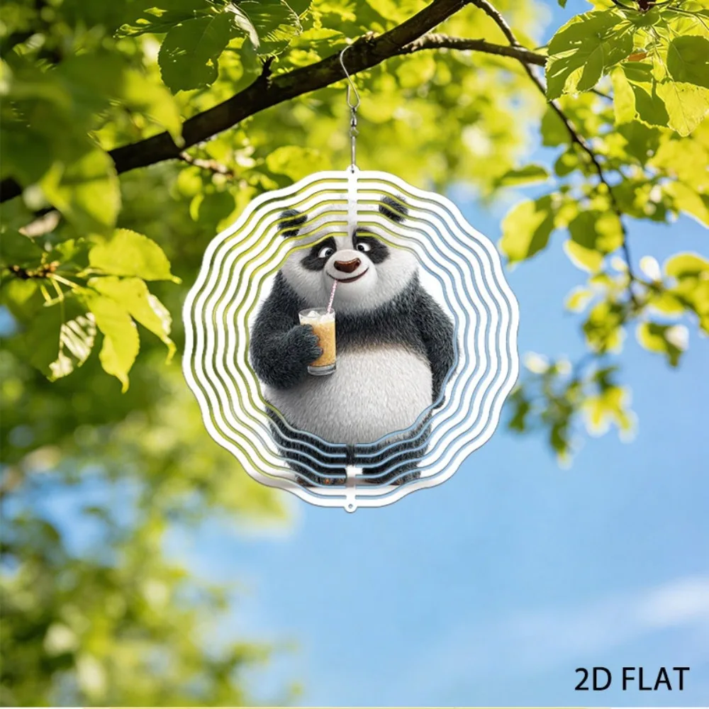 

Iron Panda Wind Chime Outdoor Garden Decor Patio Art Yard Hanging Ornament Large Metal Gift