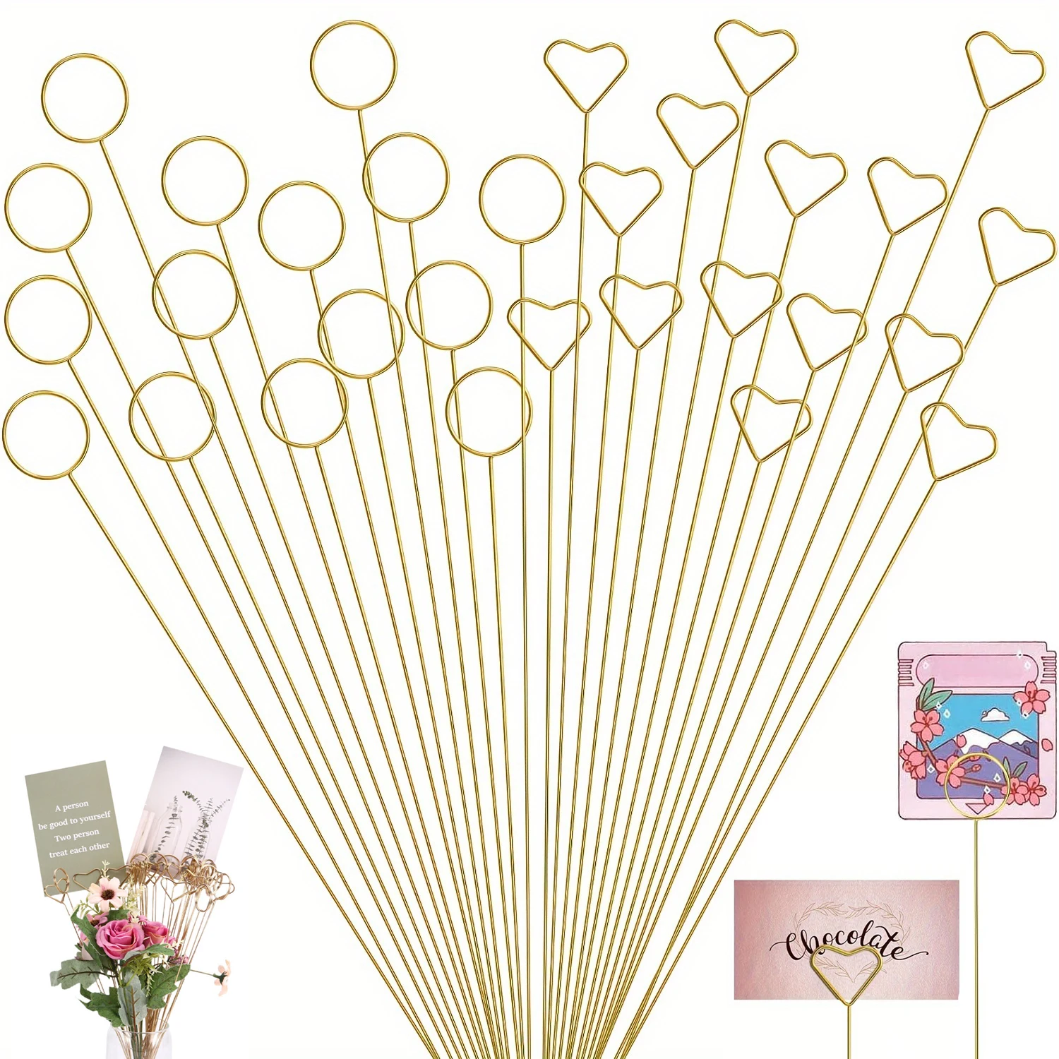 40 Soportes Florales para Tarjetas, Soportes para Fotos y Notas, Soportes para Nombres y Números de Mesa para Bodas, Cumpleaños, Regalos Florales
