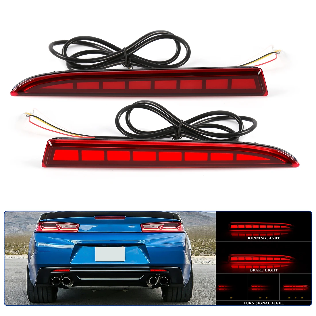 

Car Rear Bumper Light For Chevy Chevrolet Camaro 2017 2018 2019 2020 Cadillac XT5 ATS Brake Reflector Dynamic Turn Signal Lamp