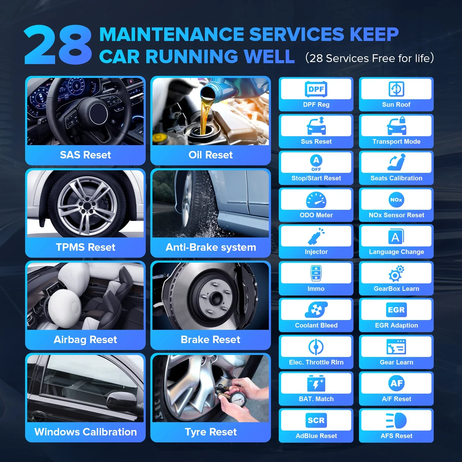 Mucar vo7s ferramenta de diagnóstico do carro obd2 scanner ecu codificação 28 redefinir teste ativo 32g sistema completo ferramentas diagnóstico do scanner do carro