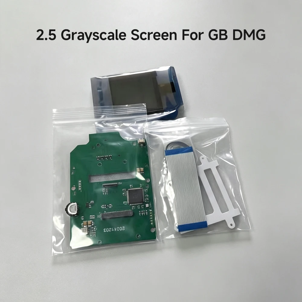 2,5-Zoll-Graustufen-IPS-LCD-Bildschirm für GameBoy GB DMG Konsole, einfache Installation, kein Gehäuseschnitt erforderlich, Ersatz-Display-Mod-Kit