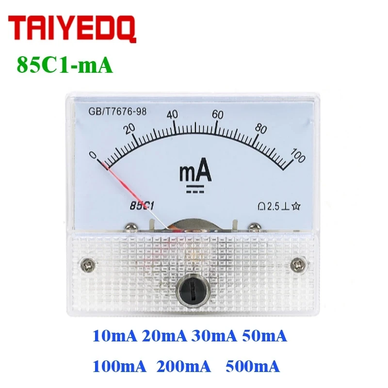 85C1-mA Analog Type DC Milliampere Ammeter 5mA10mA15mA 20mA 30mA 50mA 100mA 150mA 300mA