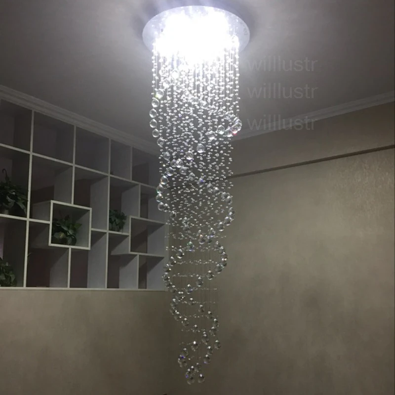 Crystal Pendant Lamp Double Spiral K9 Crystal Ceiling Chandelier LED Bulb Suspension Hanging Lighting Stair Hall Villa Mall image 5