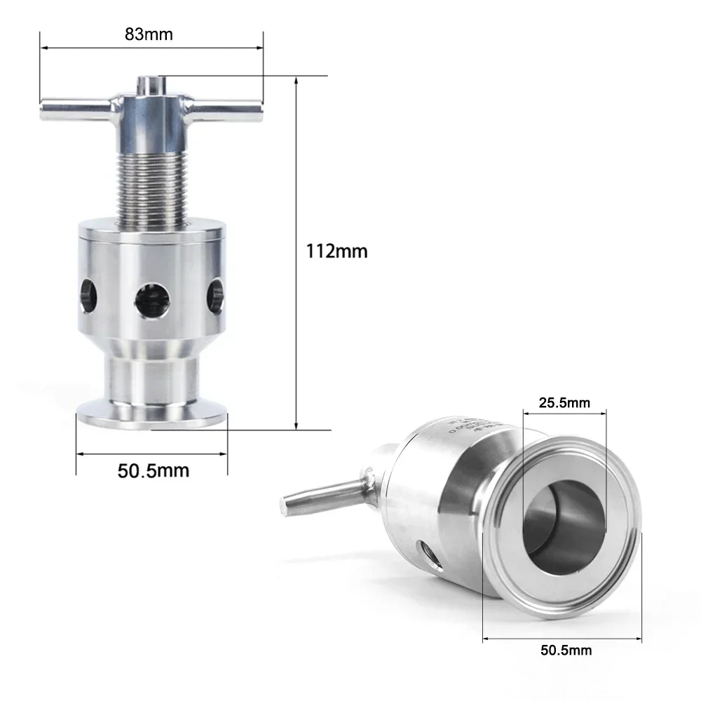 SUS 304 Tri Clamp Sanitary Adjustable Pressure Relief Safety Valve 1.5