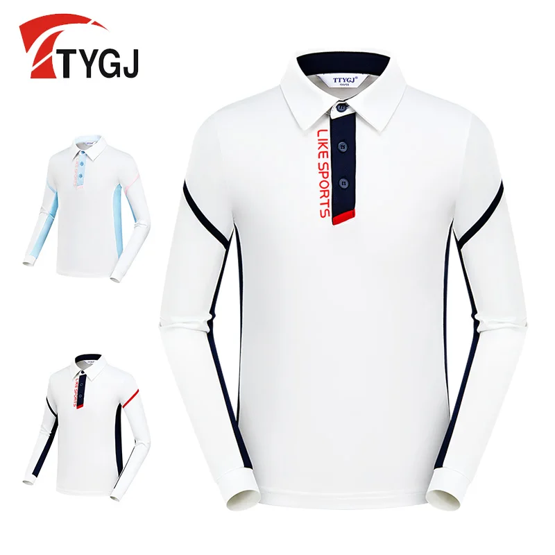 TTYGJ Boys' Golf Clothing Autumn Quick Drying Long Sleeve T-shirt Outdoor Sports Leisure Moisture wicking Top