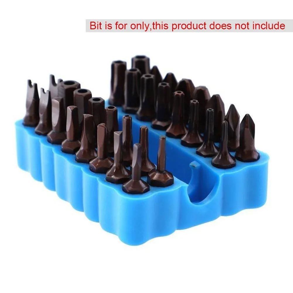 64x48x15mm Holder Screw Bits Blue Flexible Hex Plastic Screwdriver Storage Case 1/4 Inch 32 Holes High Quality