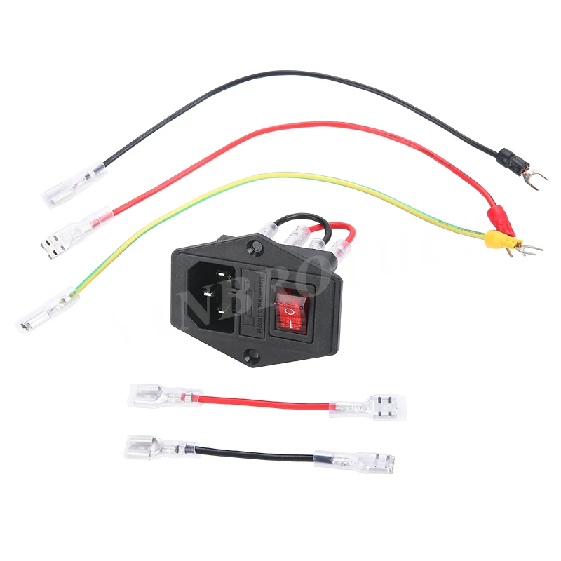 1/2/5 PCS 10A 250V Power Switch AC Power Outlet With Red Triple Rocker Switch Fused Module Plug For 3D Printer Parts