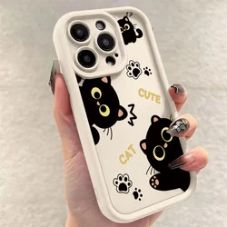 Phone Case For Xiaomi Redmi 14C 13C 12C Redmi Note 13 12 Pro Plus 5G 12S 11S 11 10S 10 13 4G Lovely Black Cat Soft Bumper Cover