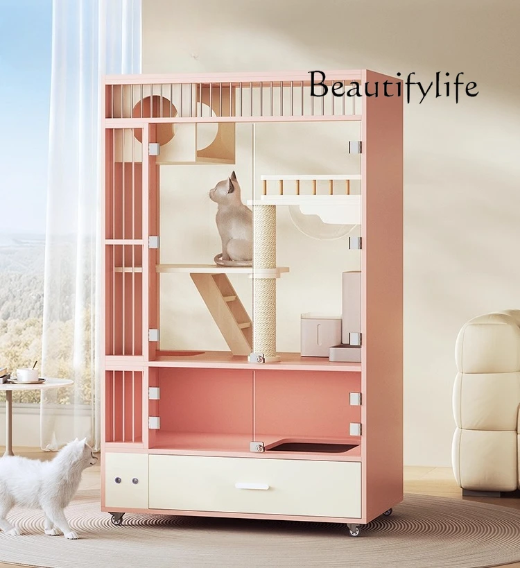 

Luxury cat villa wooden cage dream castle cabinet custom pet home cat litter cattery