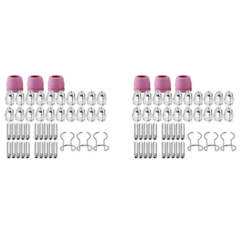 

A98E-92PCS For SG-55 AG-60 WSD-60 Plasma Cutter Consumables Kit Plasma Cutting Torch Tip Nozzles Electrodes Shield Cap 1.0Mm
