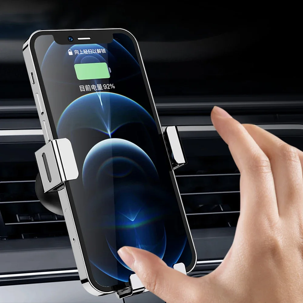 Gravity Car Holder Aluminum Glass Phone Air Vent Clip Mount Mobile Cell Stand Smartphone GPS For iPhone 14 13 12 Xiaomi Samsung - Image 2