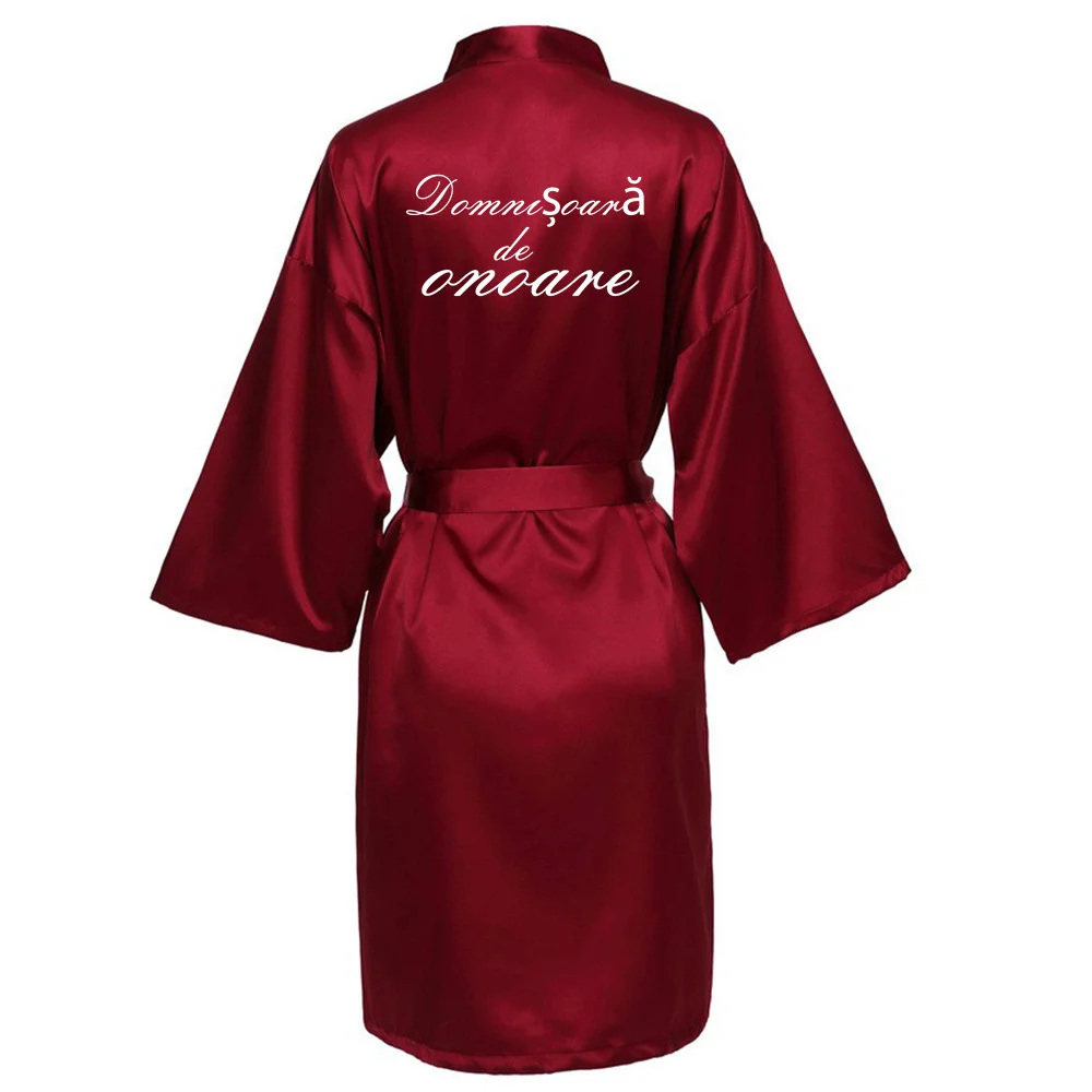 

Romanian Wedding Party Team Bride Robe Kimono Satin Pajamas Bridesmaid Bathrobe SJYY13