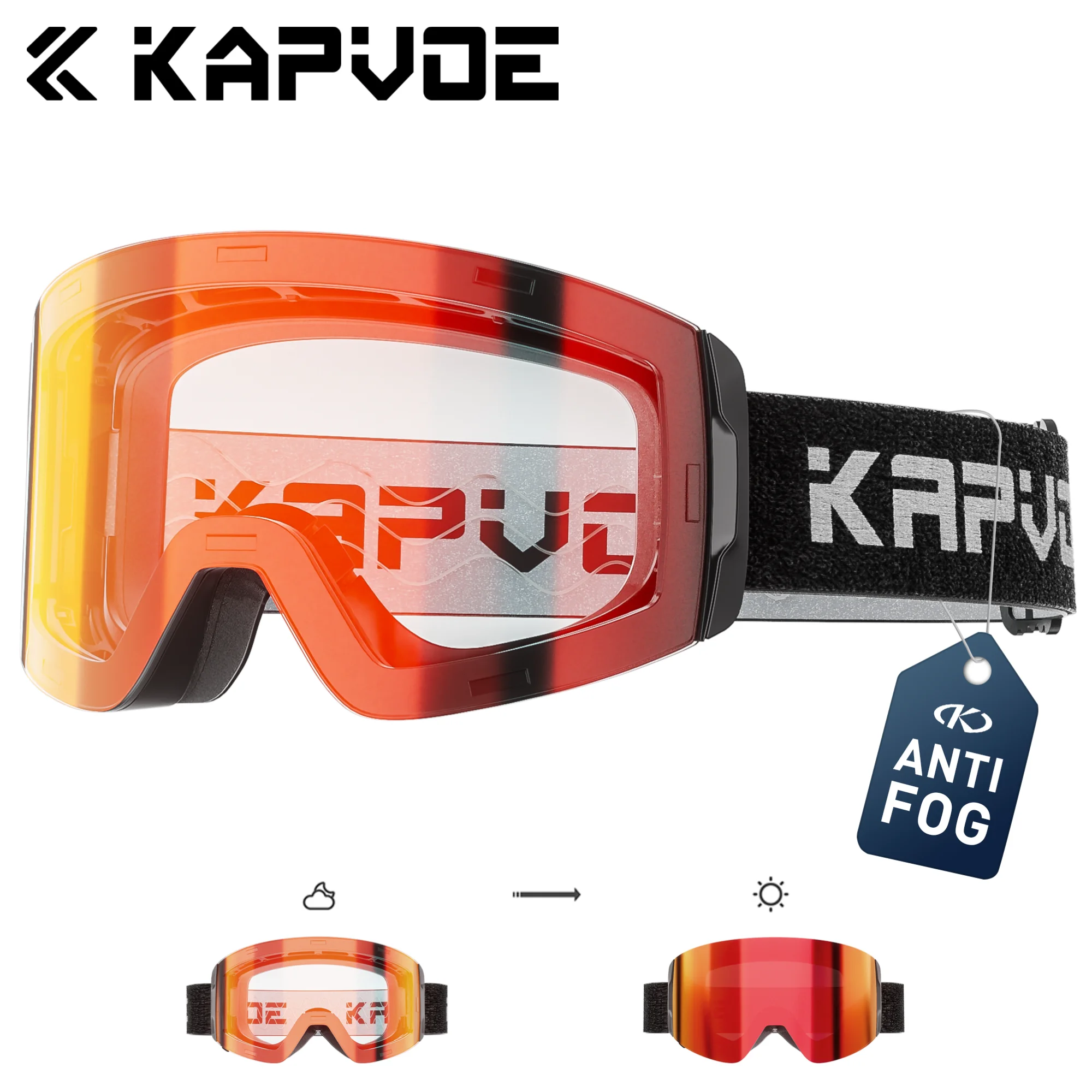 

Kapvoe Photochromic Snow Goggles Ski Snowboarding Skiing Sunglasses for Women Men Anti-Fog Lens UV400 Glasses Motorcycle Glasses