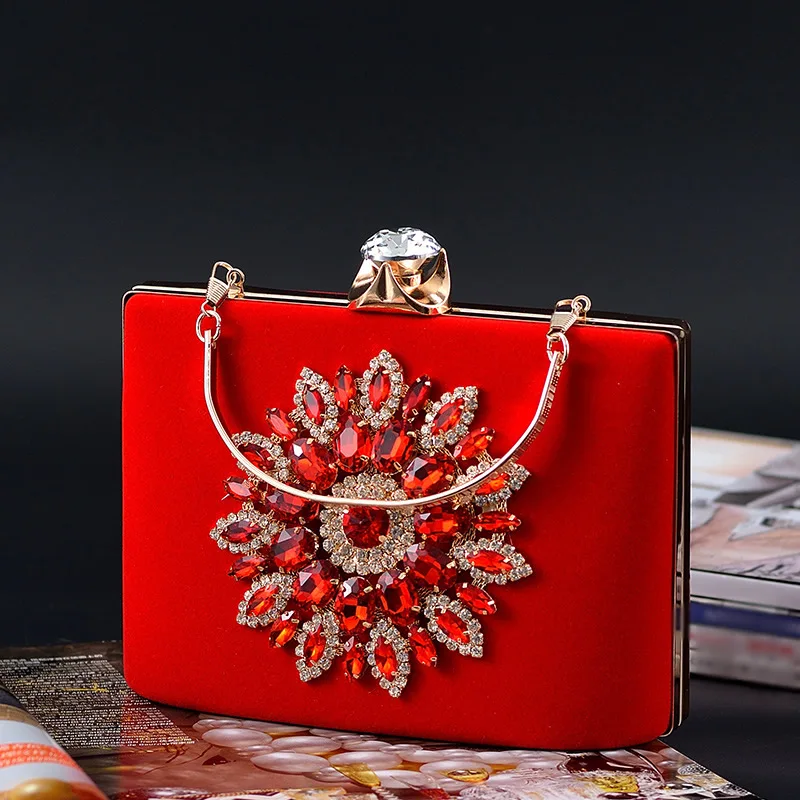 Women Evening Bag Ladies Rhinestone Wedding Clutches Female Red Black Clutch Purse Luxury Crossbody Bag Torebki Damskie