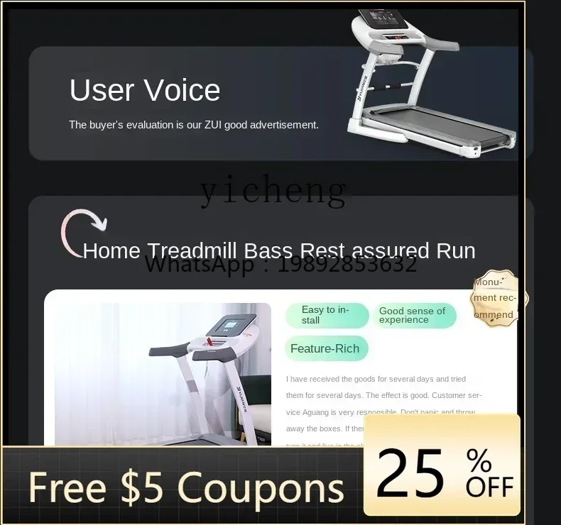 

Treadmill Household Small Foldable Multi-Function Mute Family Indoor Gym