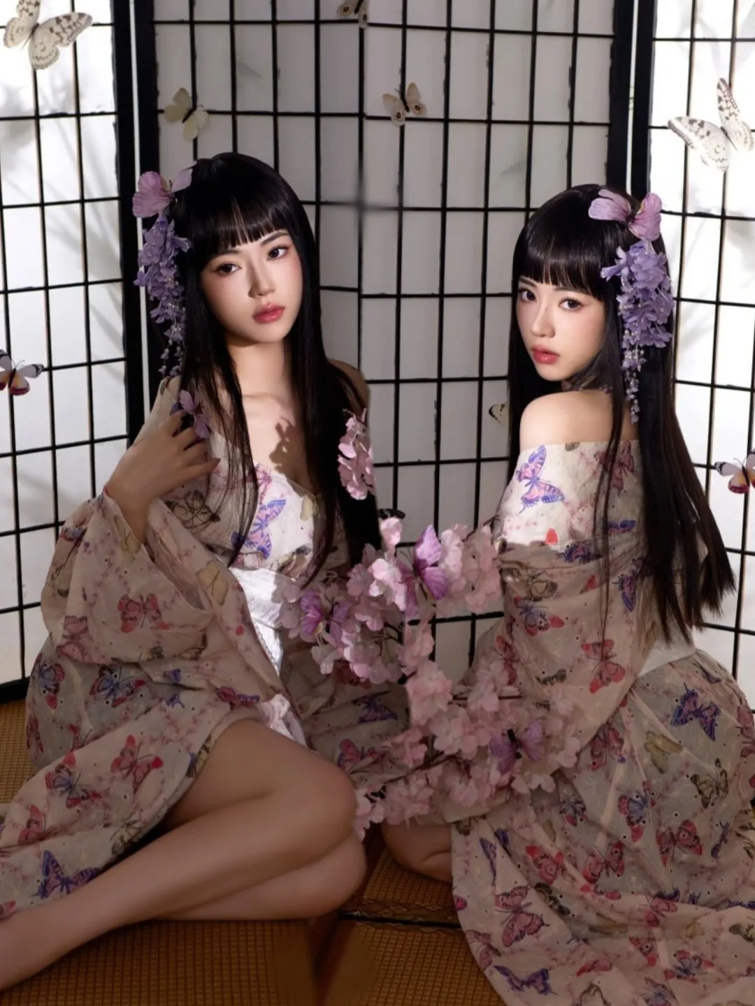 

Traditional Japanese Kimono Style Bathrobe Dress Photography Costume Women's Fashionable Reformed Kimono for Young Girls