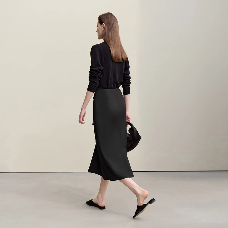 Amii تنورة نسائية 2026 ربيع جديد مكتب سيدة المضادة للتجاعيد مسمار زهرة ميدي تنورة أنيقة تنوعا الملابس النسائية 12621008 #2