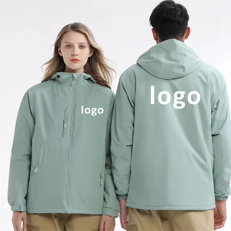 Jaquetas encapuzadas personalizadas, windbreakers de manga comprida, logotipo personalizável, outono e inverno