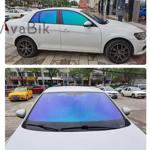 자동차 전면 유리 스티커 VLT 60% 보라색 카멜레온 필름 틴트 고열 차단 유리 호일, UV 태양 보호, 1x5M 