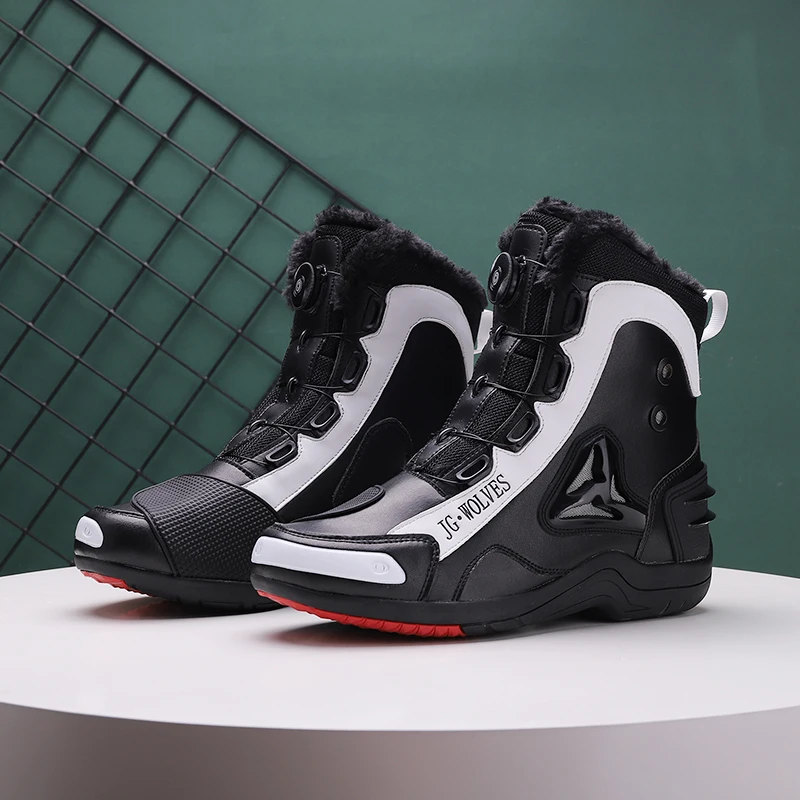 오토바이 보호 부츠 남자 사계절 패션 추가 면화 하이 탑 오프로드 미끄럼 방지 통기성 내마모성 라이딩 부츠