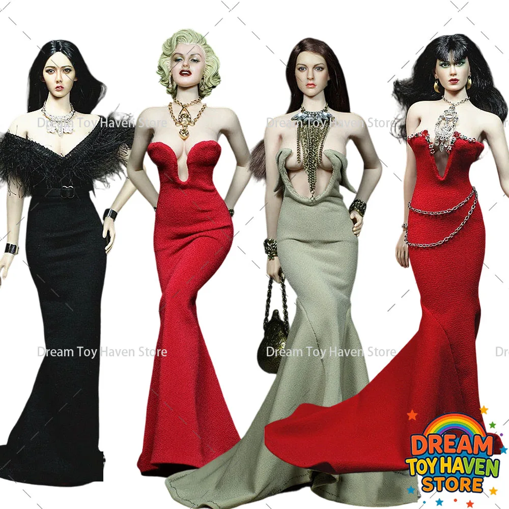 

1/6 Female's Soldier Sleeveless V-Neck Bodycon Mini Dress Accessory Fit 12Inch TBL PH Action Figure Model Dolls