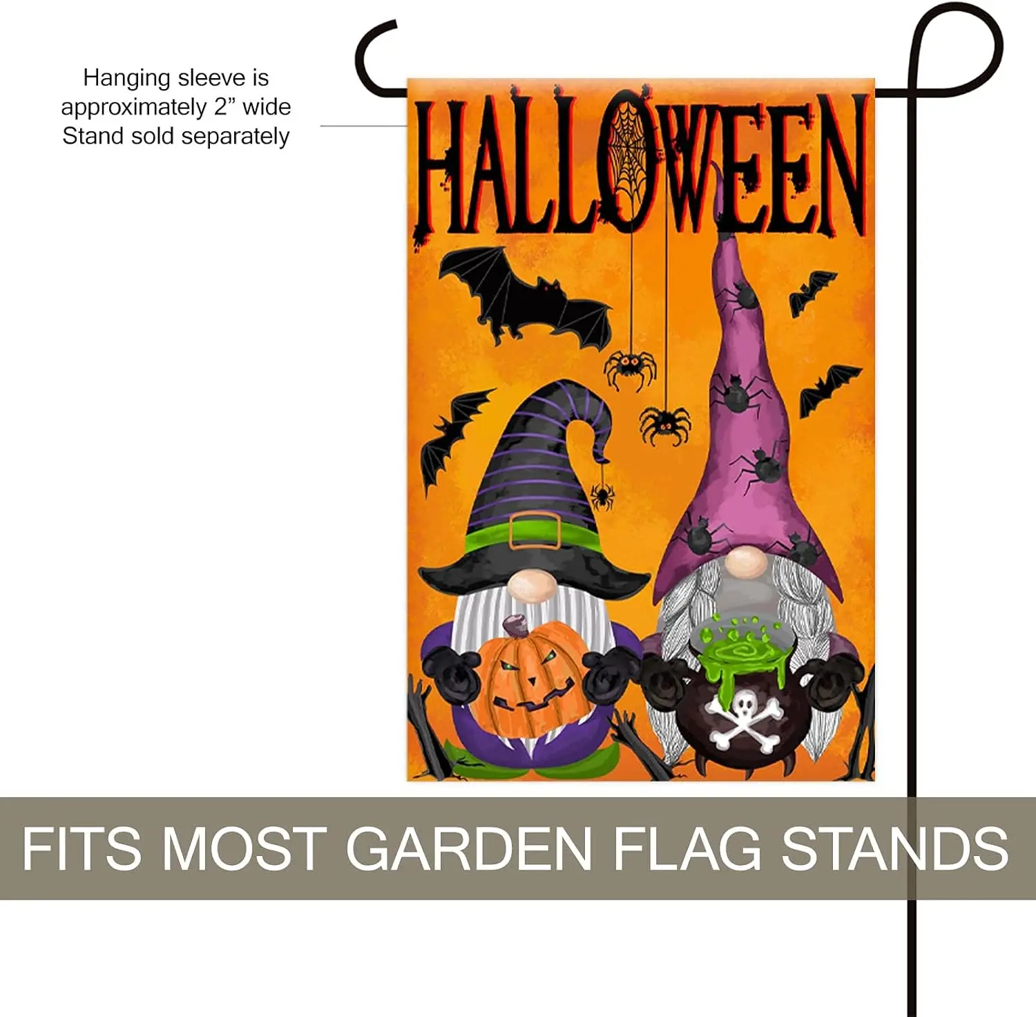 Texupday Halloween Gnomes Garden Flag Spider with Bats Decor Outdoor Yard Flag 12