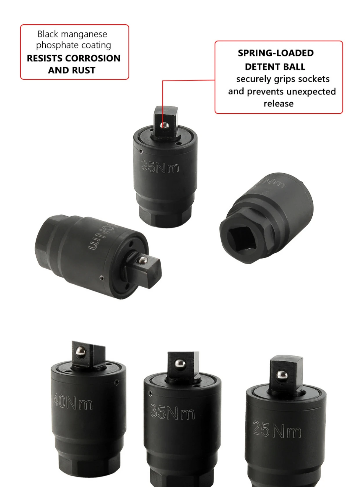 

60740 Torque Adapter Set Turn Any 3/8" Drive Ratchet or Breaker Bar into a 25, 35 or 40 Newton-Meter Torque Wrench