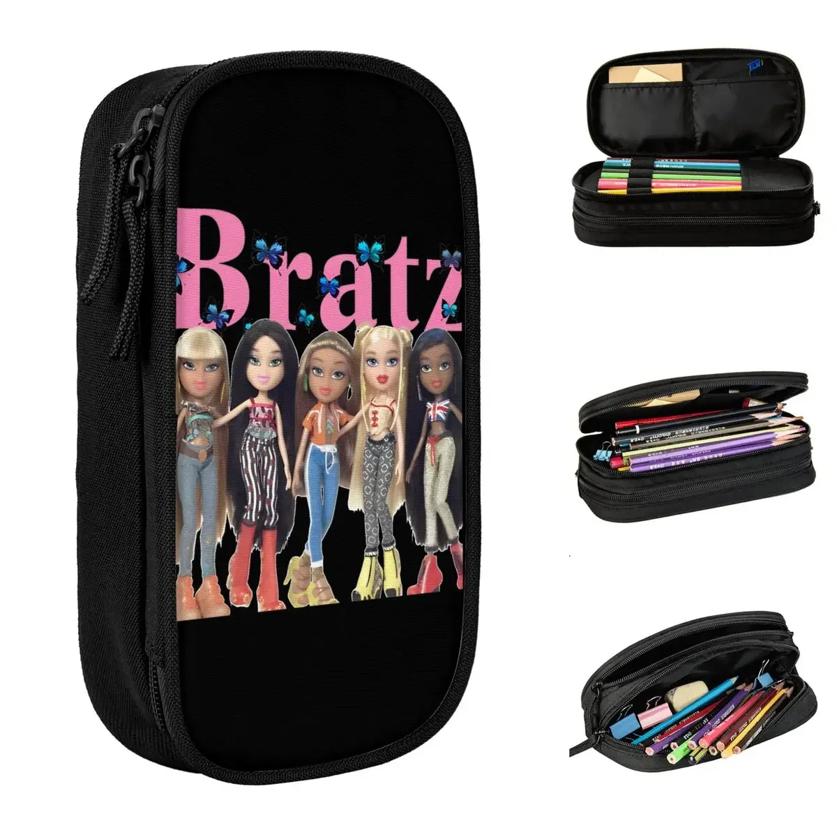 

Cartoon Bratz Pencil Cases Fun Doll Pen Box Bag Girls Boys Large Storage Students School Gifts Pencilcases
