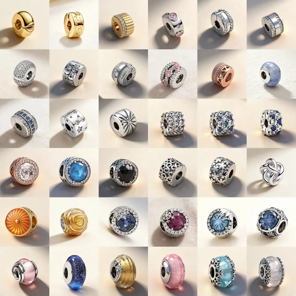 S925 Silver Retro Inlaid Zircon Spaced Charm Beads, DIY Women's Bracelet Making, Hollow Large Hole Jewelry Accessories Gift