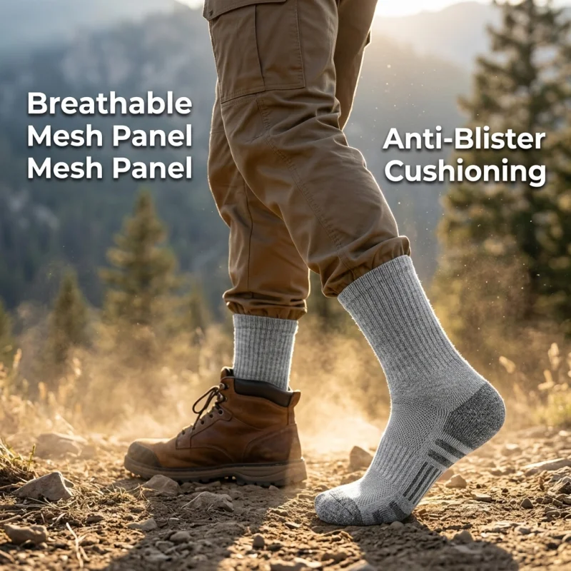 

Мужские дышащие сетчатые носки для походов, амортизирующие носки с защитой от мозолей для активного отдыха, треккинга, кемпинга, бега, занятий спортом и работы