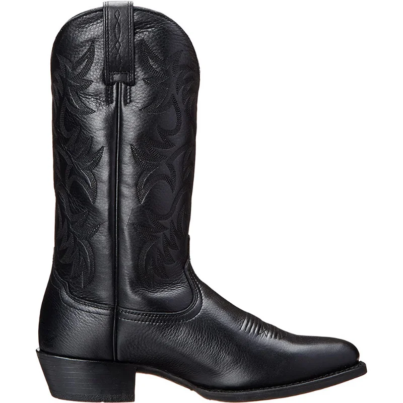 Handmade Men Cowboy Boots Embroidery Western Boots Pointed-toe Mid-calf Male Boots New Slip on Men Riding Boots Zapatos Hombre