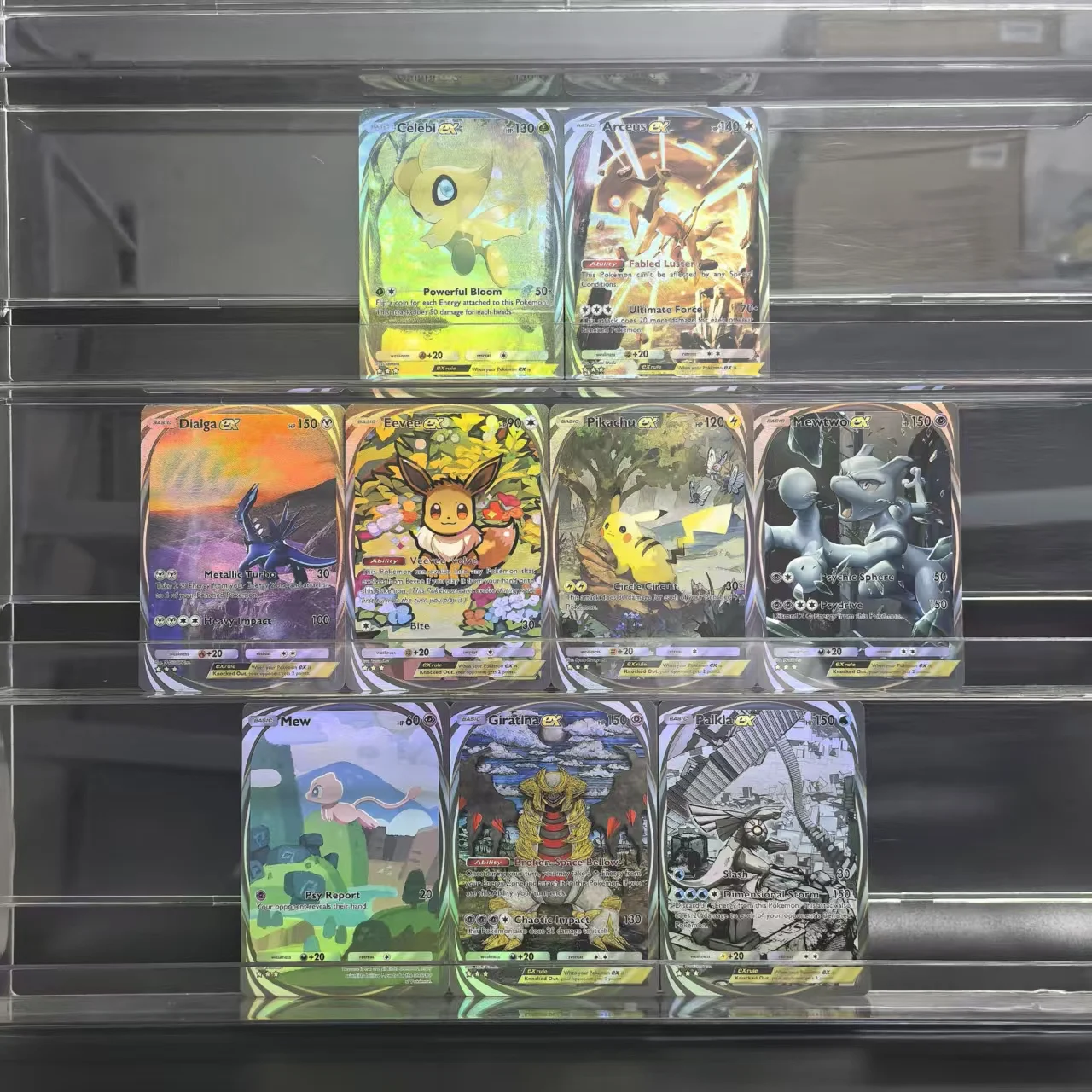 การ์ดสะสมโปเกมอน 9 ชิ้น ชุดพิเศษ พิกะจู ปาล์เกีย มิว ไดอัลก้า เซเลบี EX อีวุย อาร์ซิว มิวทู การ์ดเกมคลาสสิก อนิเมะ ของขวัญ ของเล่น