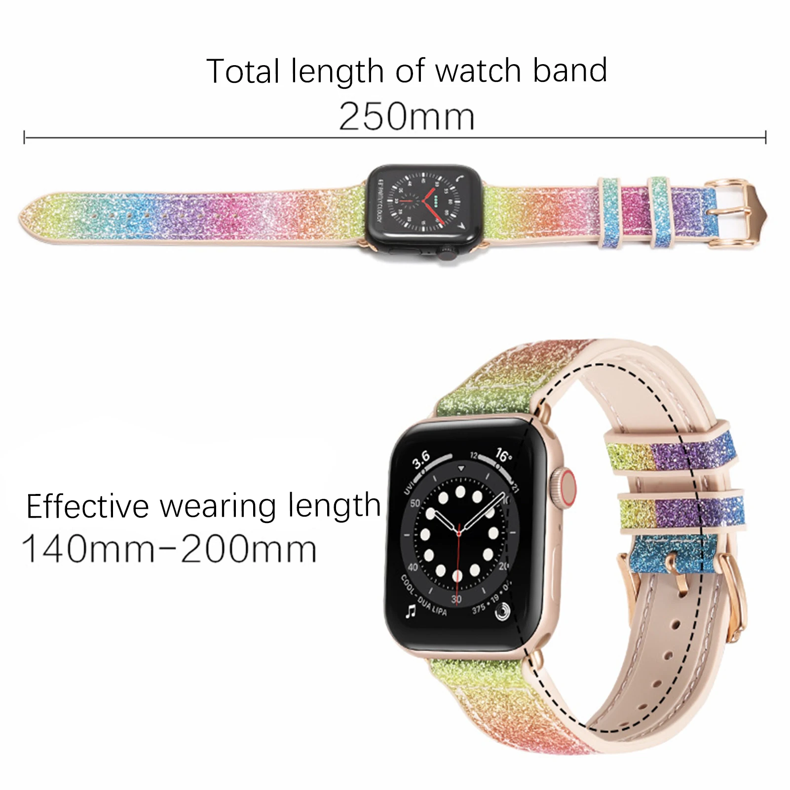 Correa de reloj Compatible con Apple, ajustable, pulsera deportiva, accesorios de reloj de moda