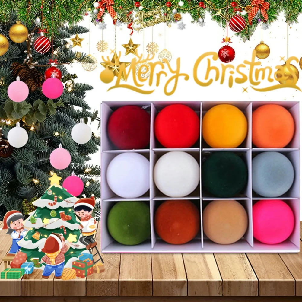 

12Pcs 2.4 Inch Christmas Balls Christmas Tree Balls Shatterproof Velvet Christmas Tree Decoration Ornaments Christmas Ornaments