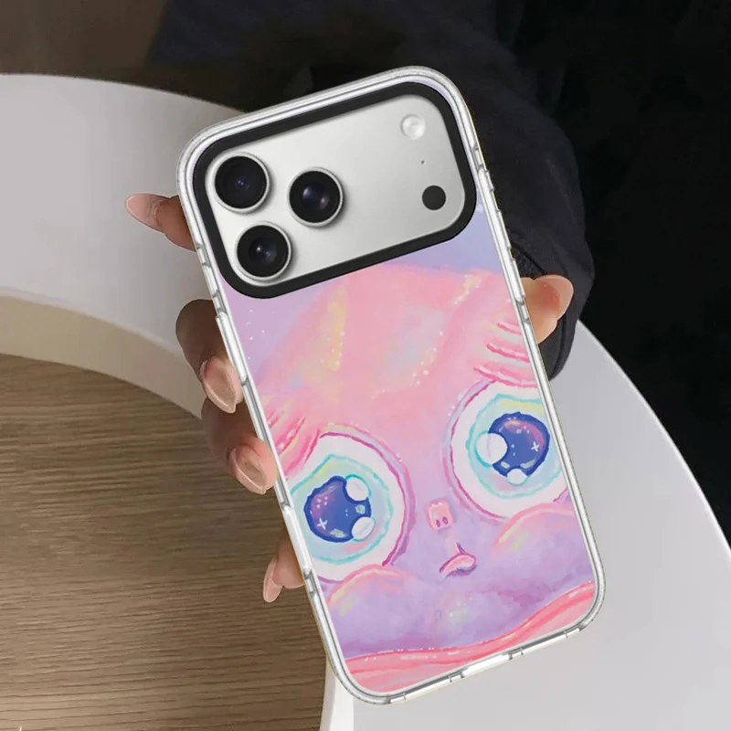 

Cartoon Big Eyes Cheeks White Border Magnetic Impact Phone Cover for IPhone 12 13 14 15 16 17 Pro Max Case for IPhone 17 Air