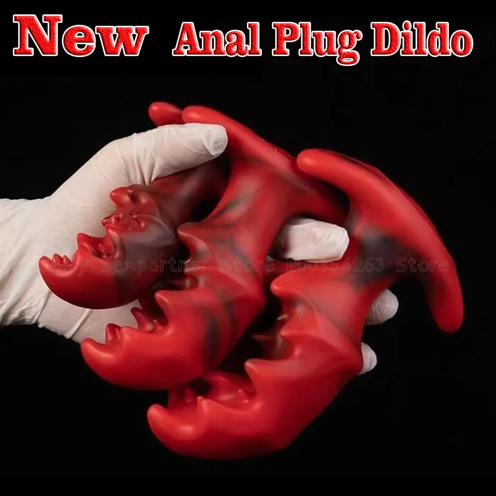 Soft Silicone Red Dildo Animal Penis With Boat Anchor Dildo Masturbation Anal Dilator Butt Plug G Spot Sex Toys For Men Woman