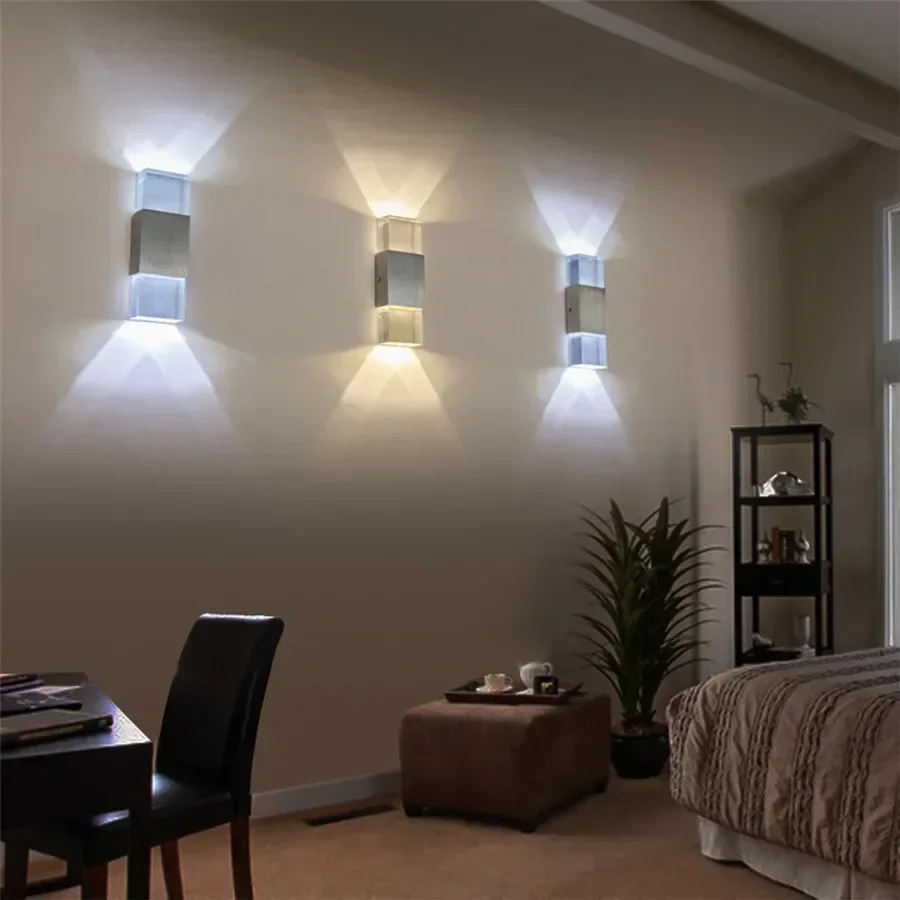

UP & Down Reading Lamp 2W Acrylic Led Wall Lamps Crystal Sconce Light Bedroom Porch Stair AC220V 110V