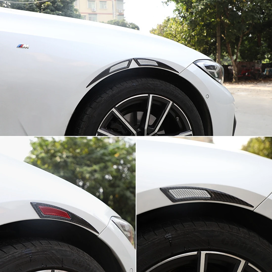 Real Carbon Fiber Wheel Eyebrow Anti-Collision Strips Reflective Warning Guard Decorative Sticker for Vehicle Safety