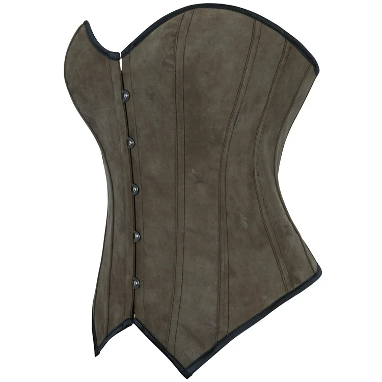 Retro Mittelalterliches Damen-Wildleder-Korsett-Oberteil Vintage Viktorianische Piraten-Damenweste Renaissance Cosplay Piraten-Halloween-Crop-Weste – Detail 36