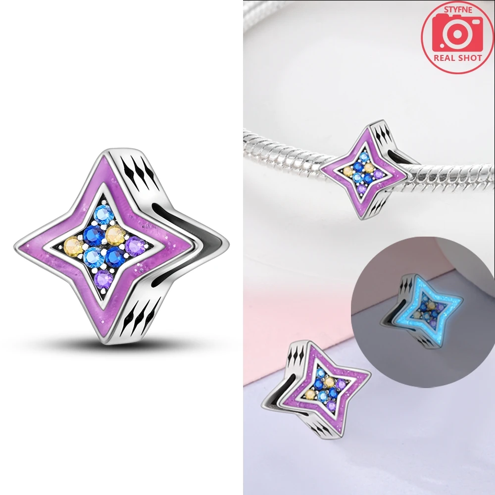 

Original Charms 925 Silver Dreamy Starry Sky Purple Stars Beads Fit Charms Plata 925 Bracelets for Women Jewelry Making Gifts