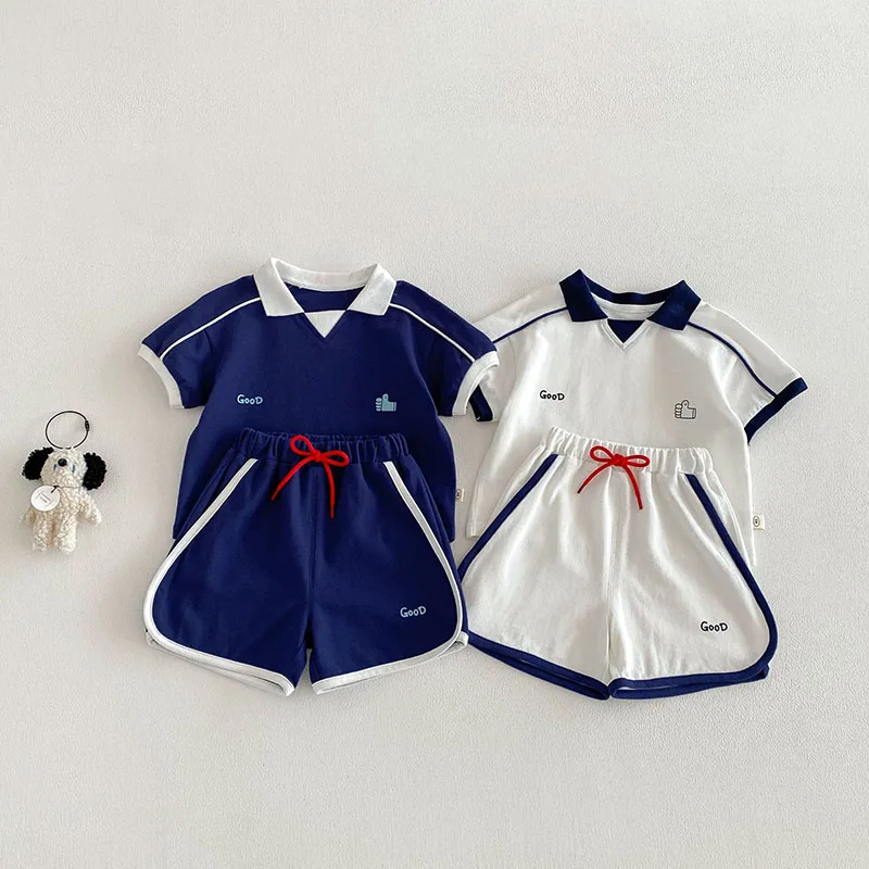 MILANCEL New Summer Kids Polo Shirt 9M-5T Color Blocking Boys Sweatshirt Loose Korean Version Girls T-shirt Children Clothes Top