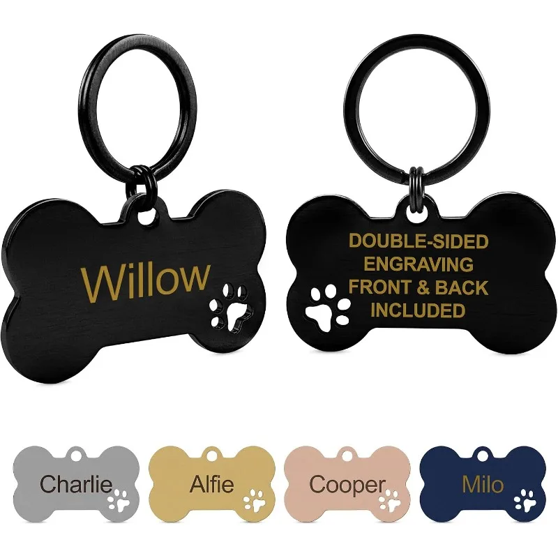 Personalisierter Haustier-ID-Anhänger mit kostenloser Gravur, Schlüsselanhänger für Katzen und Hunde, Knochen- und Pfotenform, Haustierzubehör – Detail 5