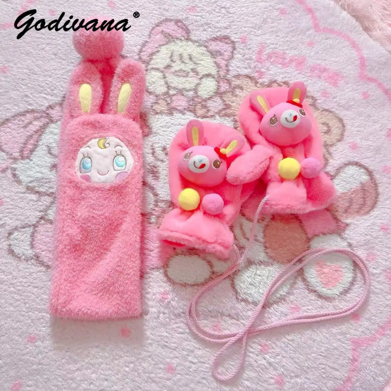 conjunto-de-guantes-y-bufanda-calidos-y-lindos-para-otono-invierno-guantes-de-dibujos-animados-rosados-kawaii-para-ninas-bufanda-de-felpa