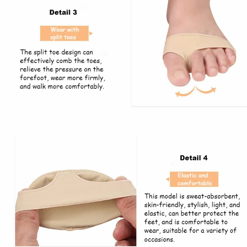 Forefoot Gel Pads Silicone Insoles for Shoes Metatarsal Pad Foot Breathable Shock Absorption Women Feet Pain Relief Shoe Cushion