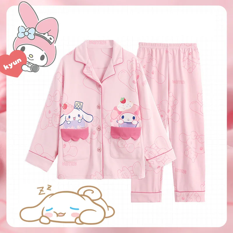 

Sanrio аниме Hello Kitty Пижама мультфильм Kuromi с квадратным вырезом свободная дышащая ткань милый Коричный подарок для отдыха