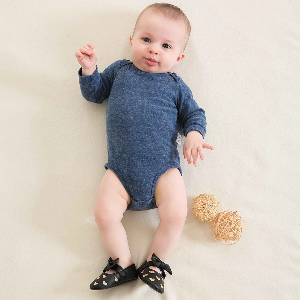 

1Pair Baby Shoes Heart Embroidered Bowknot Prewalker Infant Soft Durable Black 13cm Length Toddler Gift Baby Shoes