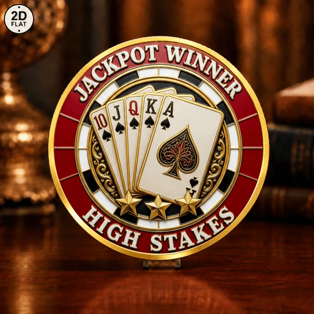 1pc Poker Game Royal Flush Challenge Coin 2D Print All In No Limits Casino Collectible Token Good Luck Winner Souvenir Gifts