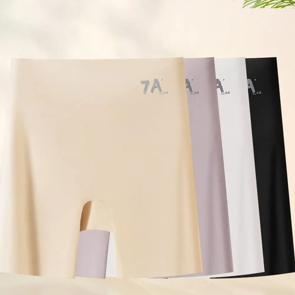 Nuevas bragas de seda helada de cintura alta, pantalones de seguridad sin costuras con Control de barriga y levantamiento de cadera, bragas Boxer antifricción para mujer