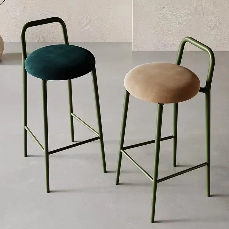 AOLIVIYA Bar Chair Modern Simple Round Stool High Chair Bar Cashier Front Desk Stackable Household Bar Stool