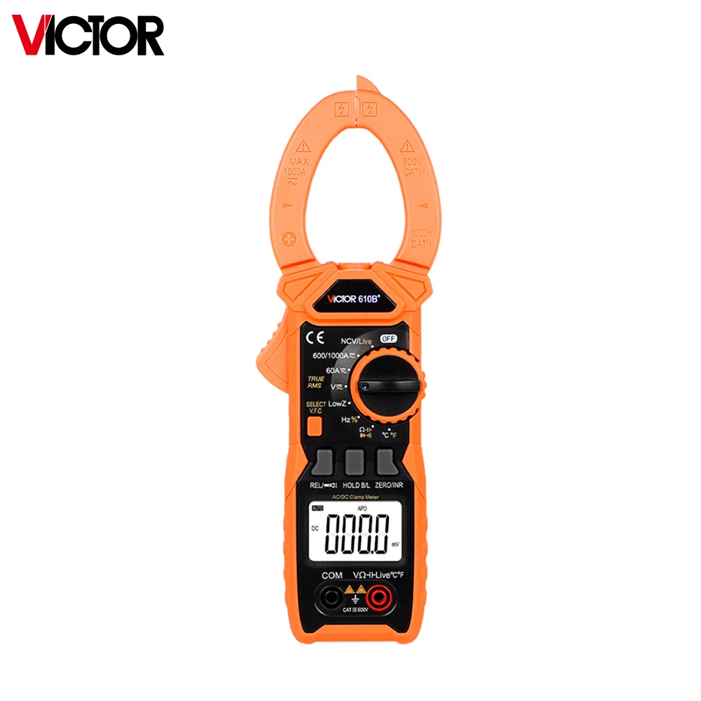 Victor 610B Digital Clamp Meter DC/AC  6000 Counts 1000V 1000A Amp Multimeter Large Color Screen Voltage Tester Car Hz NCV Ohm